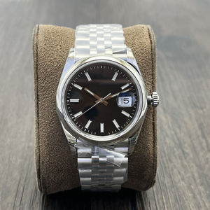 Montre automatique de luxe pour homme, boîtier poli, bracelet Jubilé, affichage de la date, verre saphir, cadran soleil, acier inoxydable - Product Image 1