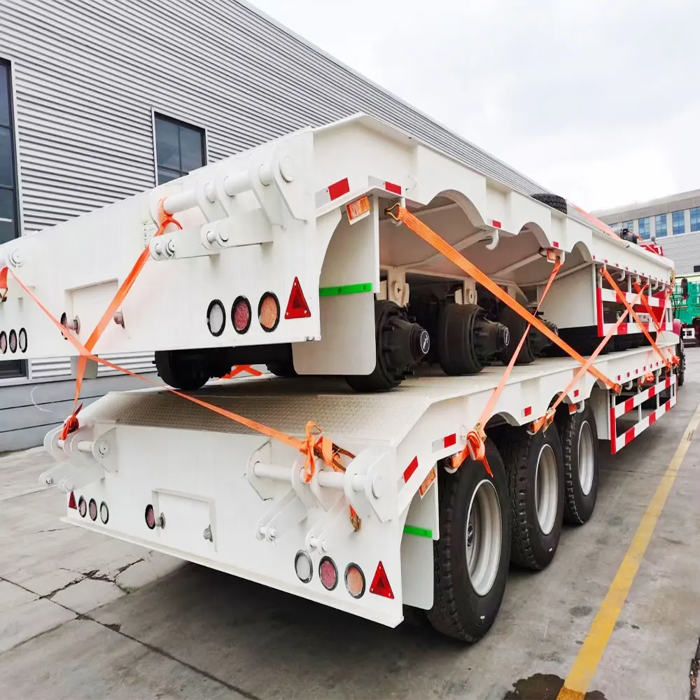 Berkley 3 4 оси тяжелого оборудования 60ton экскаватор транспорт механической обработывающий lowboy грузовик с безбортовой плоской платформой «гусиная шея» низкорамный полуприцеп