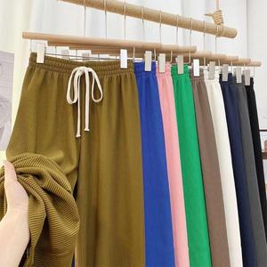 Nouveau pantalon serpentin à jambes larges pour femmes, pantalon d'été drapé de longueur au sol, pantalon décontracté à jambes droites - Product Image 1