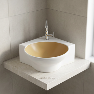 Artículos sanitarios de cerámica de calidad de exportación, fregadero italiano de mesa superior de baño, esquina de resina, lavabos, lavabo de superficie sólida - Product Image 2