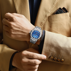<span class=keywords><strong>Montre</strong></span>-bracelet à quartz pour homme NI2699, boîtier en alliage octogonal de 38 mm avec lunette sertie de diamants, phase de lune, chronographe multi-cadrans, verre minéral - Product Image 2