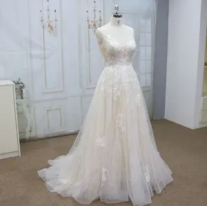 2021 새로운 backless 반짝이 tulle 흰색 공 가운 신부 공장