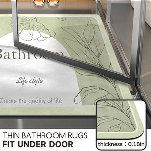 Alfombra de Baño de Tierra de Diatomeas, Rectangular, con Diseño Floral, de Secado Rápido, Absorbente, Antideslizante, para Uso Doméstico - Product Image 2