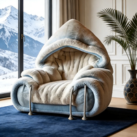 Fauteuil créatif à capuche, canapé individuel moderne en polaire Teddy, chaise longue surdimensionnée, pouf de sol, mobilier de maison