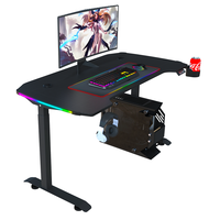 Bureau debout électrique réglable en hauteur BEISIJIE 65 pouces, bureau d'ordinateur de jeu grand format avec moteur unique et éclairage LED RGB