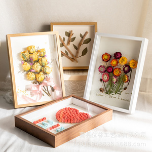 Dried Flower 3D Photo <b>Frame</b> Solid Wood Rectangle Handmade Decor For Living Room Bedroom Study - Product Image 1