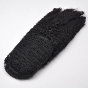 Venta al por mayor Remy Long Wavy Ponytail Hair Afro Kinky Curly Cordón Coletas Clip <span class=keywords><strong>en</strong></span> Hairpiece Ponytail - Product Image 2
