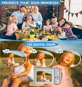 กล้องดิจิตอลพกพา, 48MP 1080P, หน้าจอ 2.4 นิ้ว, ซูม 16 เท่า, ออโต้โฟกัส, กล้อง - Product Image 6