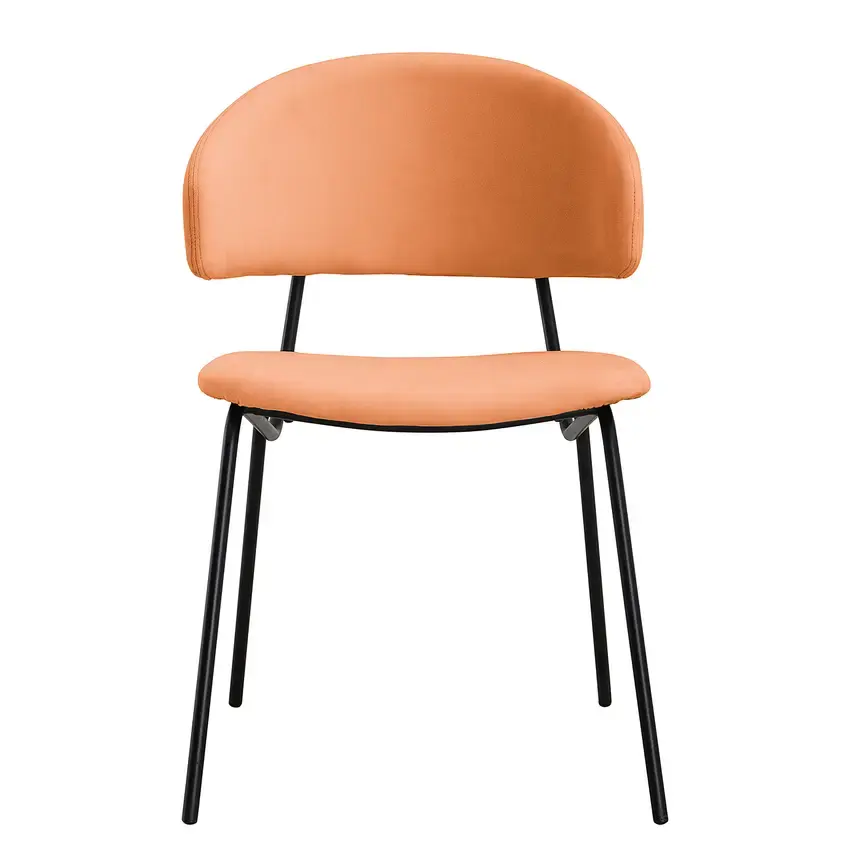 Chaise de café élégante et confortable avec dossier orange et pieds en métal
