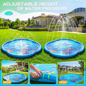 Alberca de Agua con Aspersor con Diseño de Océano para Niños y Perros, Juego Acuático de Verano para el Patio Trasero - Product Image 4
