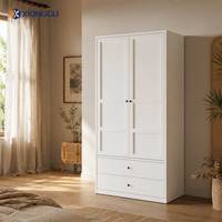 Armoire en acier grande capacité avec portes de placard supérieures pour chambre d'appartement, rangement de vêtements, organisateur de meubles