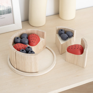 Ustensiles de cuisine en bois pour bébés, jouet de simulation de gâteau d'anniversaire, fruits et légumes à découper, jeu d'imitation DIY pour 3-6 ans - Product Image 5