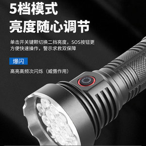 Lampe de poche portative rechargeable à LED en alliage d'aluminium, éclairage extérieur portable haute puissance, série W5201 - Product Image 5
