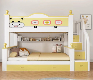 Lit superposé multifonctionnel en bois massif pour enfants, simple avec échelle, armoire, lit de maman, meubles de chambre à coucher - Product Image 1