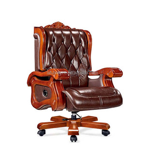 Chaise de bureau ergonomique avec accoudoirs en bois massif - Product Image 5