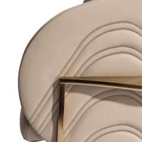 Chaise de salle à manger moderne en cuir microfibre beige avec base en acier inoxydable, chaise de salle à manger écologique pour salon