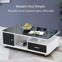 Table basse moderne de luxe européenne en bois avec plateau en verre trempé pour salon