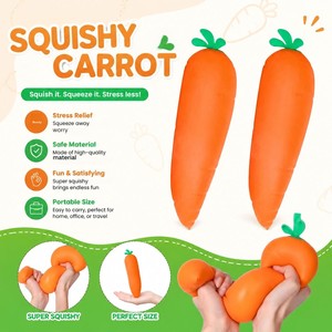 Grande Giocattolo Squishy a Forma di Carota, Palline Morbide a Lenta Risalita, Simpatici Squishies a Forma di Frutta, Giocattoli Antistress in Materiale TPE - Product Image 2