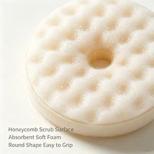 Round Honeycomb <b>Suction</b> Cup Sponge Double Sided Scouring <b>Pad</b> Non Scratch Kitchen Cleaning Washer - Product Image 5