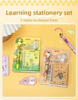 Ensemble de papeterie de dessin animé, stylo à bille six couleurs, trousse de correction trois pièces, cadeaux de récompense pour étudiants, fournitures scolaires, modèle MC