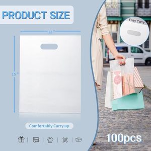 Sacs cadeaux en PEHD coloré pour t-shirts, avec poignées, jetables, thermoscellables, 1,25 mil, découpés, pour petites entreprises, fêtes, goodies - Product Image 3