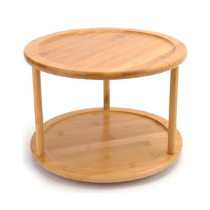 Organisateur de <span class=keywords><strong>cuisine</strong></span> multifonction à 2 niveaux en bambou, plateau tournant à 360°, support de rangement pour épices - Product Image 2