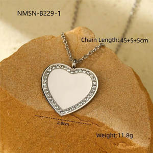 จี้สร้อยคอแฟชั่นสแตนเลสสตีล 316L แบบกำหนดเอง สร้อยคอเครื่องประดับชั้นดี สร้อยคอเปล่าประดับเพชรซิร์คอนสำหรับสลักชื่อ - Product Image 6