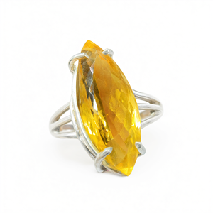 Citrine Faceted Stone Double Barrel <b>Ring</b> in 925 Silver: Radiant Elegance <b>Mothers</b> <b>day</b> gift Crystal Jewelry Gemstone Finger - Product Image 2
