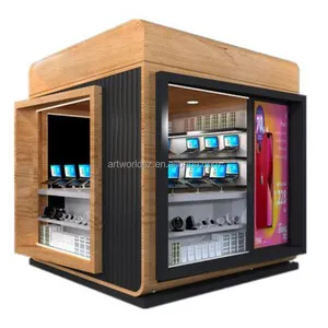 Artworld muestra cabina de exhibición de teléfono electrónico nuevo quiosco de teléfono móvil interior alto quiosco de computadora portátil