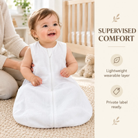 Gigoteuse sans manches en bambou de haute qualité pour bébé, avec fermeture éclair bidirectionnelle, couverture d'emmaillotage matelassée premium, sac de couchage pour nouveau-né