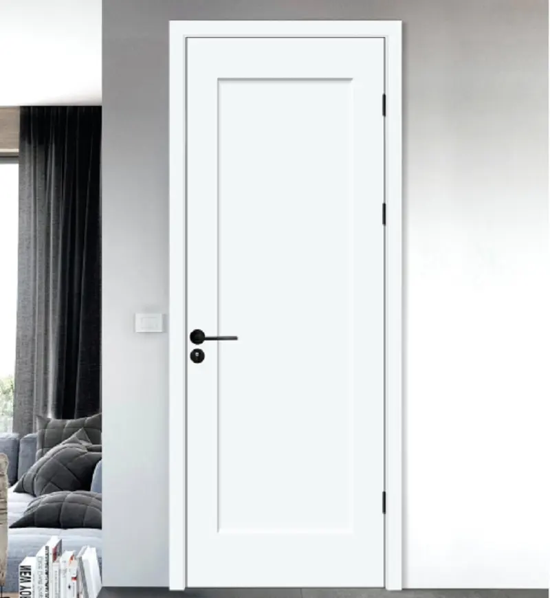 أحدث تصميمات الأبواب الداخلية الحديثة الأبواب بيضاء اللون من الخشب الصلب MDFمع مقبض