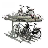 Présentoir à vélos en acier à deux niveaux Porte-vélos commerciaux Double Decker Cycle Steel Deck Parking