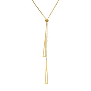 Collana a Y Semplice e Trendy in Acciaio Inossidabile Placcato Oro, Regolabile, con Ciondolo a Triangolo e Nappe Personalizzate - Product Image 5