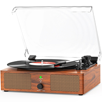 Lecteur de disques vinyles vintage Udreamer avec Bluetooth intégré et haut-parleurs stéréo, tourne-disque rétro portable 3 vitesses pour la décoration de la maison