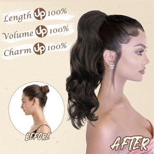 <span class=keywords><strong>ผม</strong></span>ต่อหางม้าเป็นลอนยาวของผู้หญิงคลิปหนีบผมสีดำสำหรับต่อ<span class=keywords><strong>ผม</strong></span>สังเคราะห์ - Product Image 4