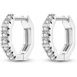 Pendientes de Aro con Diseño Geométrico, Diamantes de Colores con Engaste de Puntas, Aleación de Zinc, Joyería para Fiestas EH-367 - Product Image 2