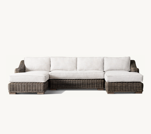 Modern Luxury All Weather Patio Garden Hotel Pool <b>Rattan</b> Set <b>Outdoor</b> Aluminium Furniture U-Chaise Sectional - Product Image 1