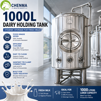 Tanque de Almacenamiento de Productos Lácteos de Acero Inoxidable de 1000L con Chaqueta Aislante para Leche, Bebidas, Cerveza, Jugos, Yogur y Procesamiento de Líquidos