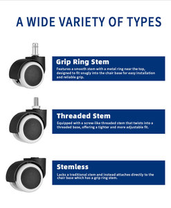 Fabrik Großhandel 2 Zoll 50mm PU Lenk rollen Hochleistungs-Gewindes tiel für Küche Schlafzimmer Bürostuhl Wohnzimmer Esszimmer - Product Image 4