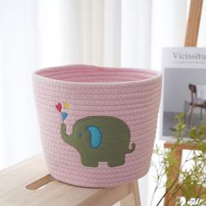 Panier de rangement pour vêtements sales en coton tressé, motif dessin animé mignon, grande capacité, pour salon et chambre à coucher - Product Image 3
