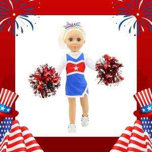 Juego de regalo de uniforme de porristas moderno de 14 pulgadas Emily Rose, zapatos de gimnasio para muñecas de 6 piezas y paquete de accesorios con pompones para la mayoría de muñecas de 14 pulgadas - Product Image 6