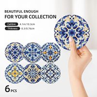 Lot de 6 sous-verres en céramique pour sublimation, base en liège, écologiques, couleur CMJN, 103 mm, pour la décoration intérieure