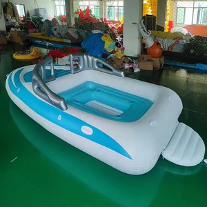 <span class=keywords><strong>Bouée</strong></span> de piscine <span class=keywords><strong>gonflable</strong></span> pour 6 personnes en forme de hors-bord géant de haute qualité avec seau à glace et trou de tasse pour l'été - Product Image 3