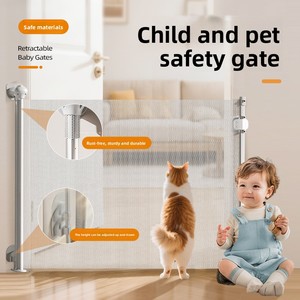 Nouvelle barrière de sécurité pour animaux de compagnie, moderne et classique, en alliage d'aluminium, rectangulaire, rétractable, sans perçage, anti-chute pour chats, pour escaliers intérieurs - Product Image 4