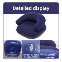 Canapé gonflable portable d'intérieur en PVC floqué gaufré, léger (716g), avec accoudoir en U, 77*74*58cm