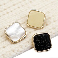 Kancing Resin Plastik Hitam Dengan Titik Putih Berhias Rhinestone Putih Khaki Dengan Motif Butir Acak 28MM 34MM 40MM untuk Jas