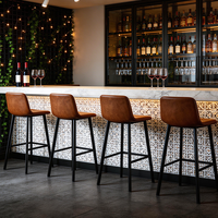 Chaises de bar modernes de luxe, tabourets de restaurant, style nordique, petit-déjeuner, velours, cuir avec tabouret en acier inoxydable, chaise de bar haute