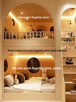 Hochwertiges Zweistöckiges Etagenbett für Jungen und Mädchen Prinzessinnen-Schloss-Design Massivholz Hochbett Multifunktionaler Schlichtheit-Stil
