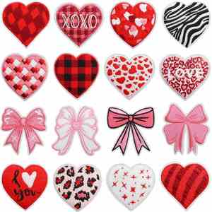 New Iron on Embroidered <b>Red</b> Checkered Heart Patch for Hat Hoodies Decoration - Product Image 1