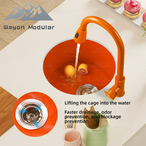 Wayon Custom ized Coloured Quartz Küchen spüle Granit Küchen arbeits platte Quarz becken für die Küche mit Abflussrohr - Product Image 4